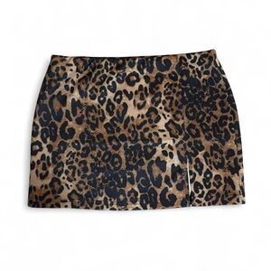 Cider Black and Brown Leopard Print Mini Skirt